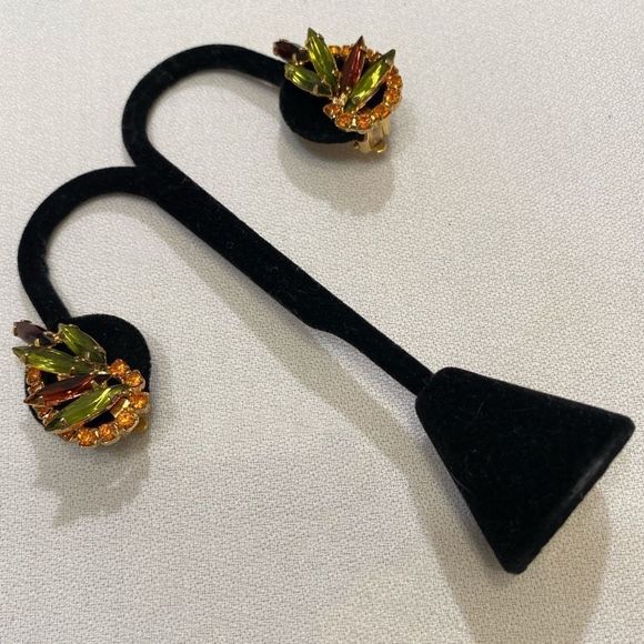 Vintage Juliana Navette And Round Rhinestone Crawler Earrings - Picture 13 of 15